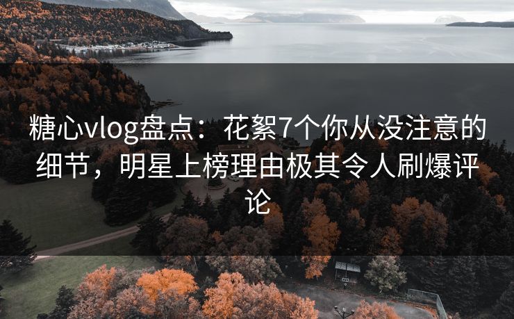 糖心vlog盘点：花絮7个你从没注意的细节，明星上榜理由极其令人刷爆评论