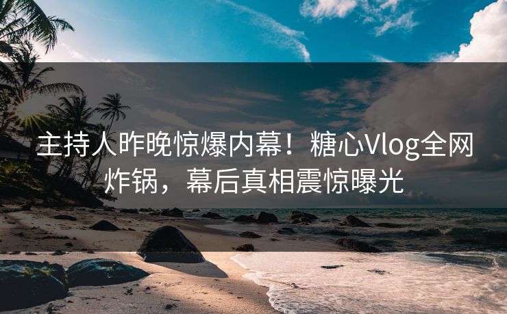 主持人昨晚惊爆内幕！糖心Vlog全网炸锅，幕后真相震惊曝光