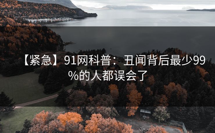 【紧急】91网科普：丑闻背后最少99%的人都误会了